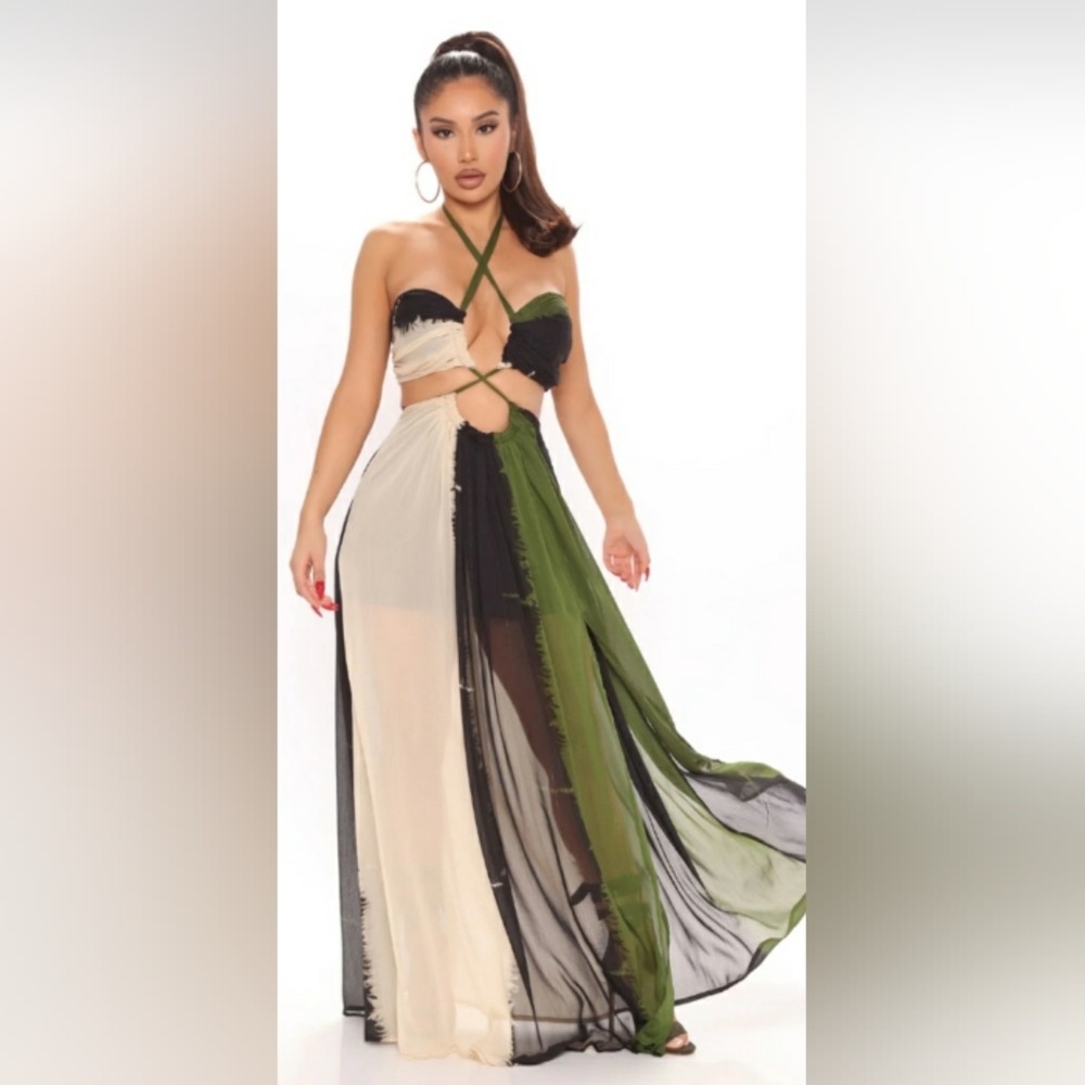 Elegant Black and Olive Women's Maxi Dress Combo Brand New